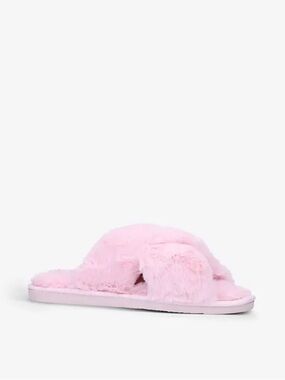 Laines London pink faux fur mule slippers medium